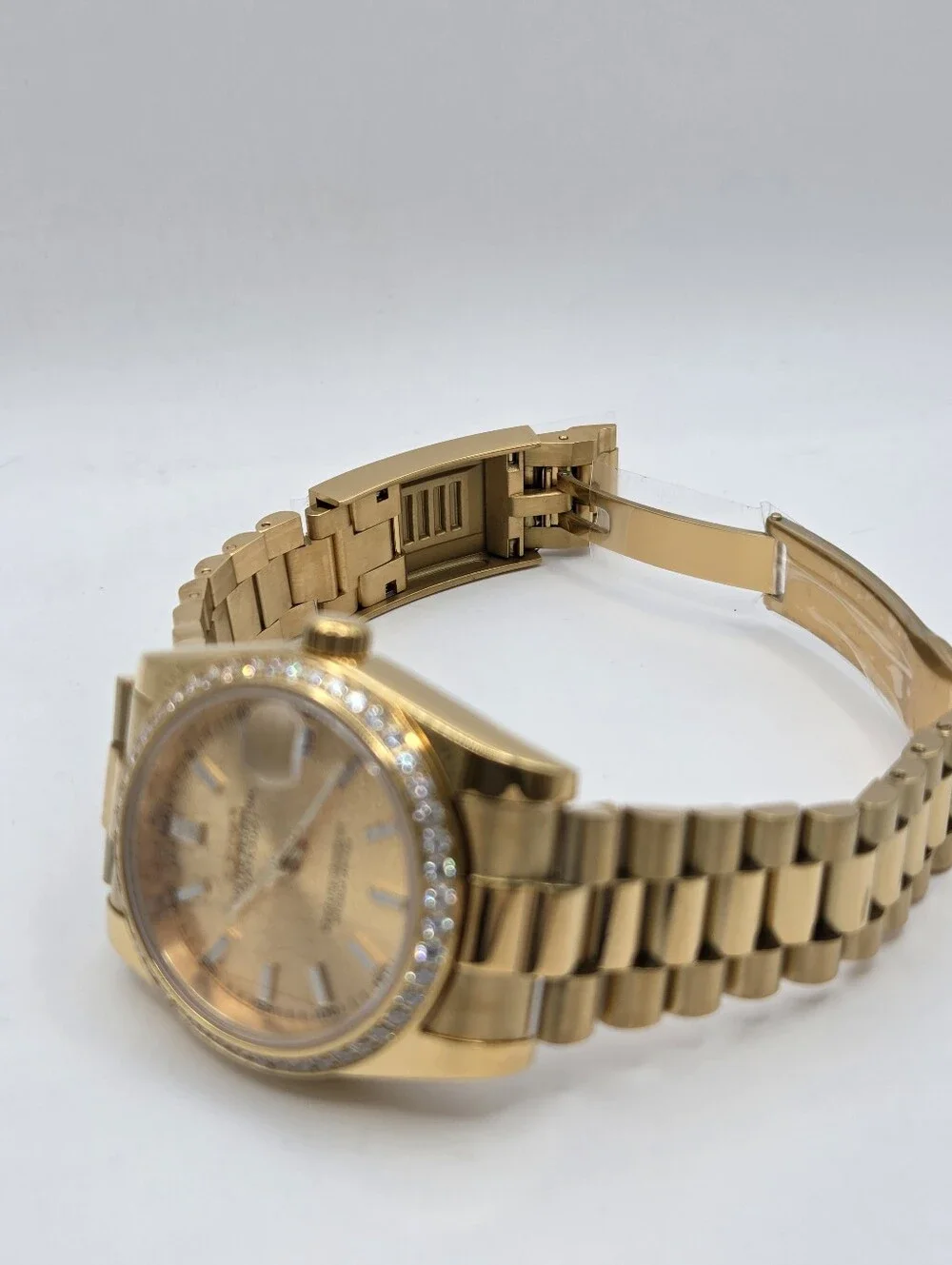 New Seiko Mod 36mm Automatic Watch White Dial DJ Rhinestone Bezel
